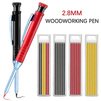 Solid Carpenter Pencil Set Woodworking Tool Mechanical Pencil 2.8mm Refill Construction Job Tools Carpentry Marking Hole Scriber