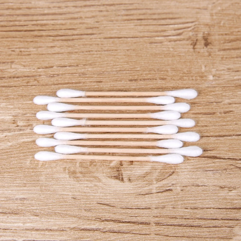 100pcs Cotton Swabs Double Round Tips Cotton Buds Multipurpose Swabs for Makeup Ear Clean Tools White