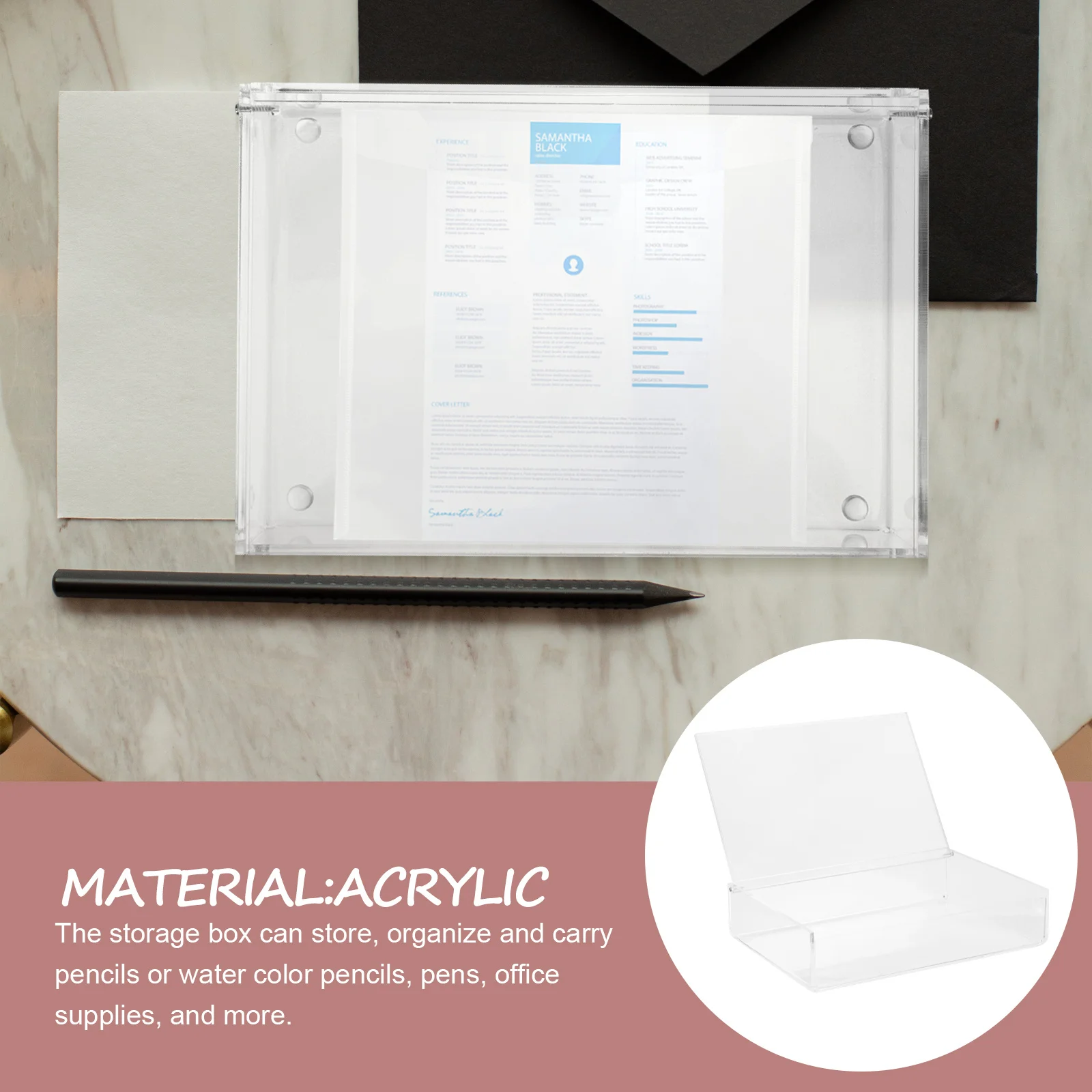 Acrylic Storage Box Clear Lightweight For Pencils Pens Art Supplies Office Stationery Organizer Multipurpose Case Gift