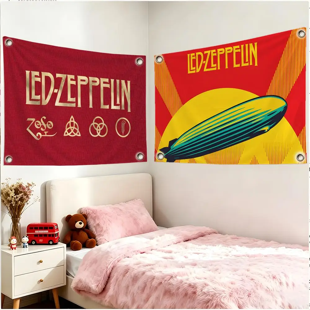 Legendary Electric Band L-Led Zeppelin Flags Four Ring Borderless Art Decor Indoor Outdoor Use Simple Hang And Install