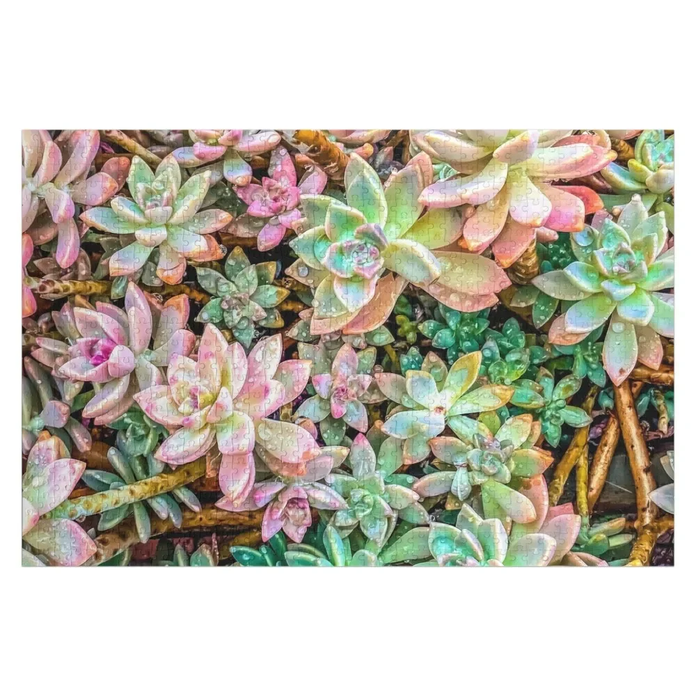 

green and pink succulent plant garden Jigsaw Puzzle Custom Kids Toy Personalized Baby Toy Works Of Art Puzzle