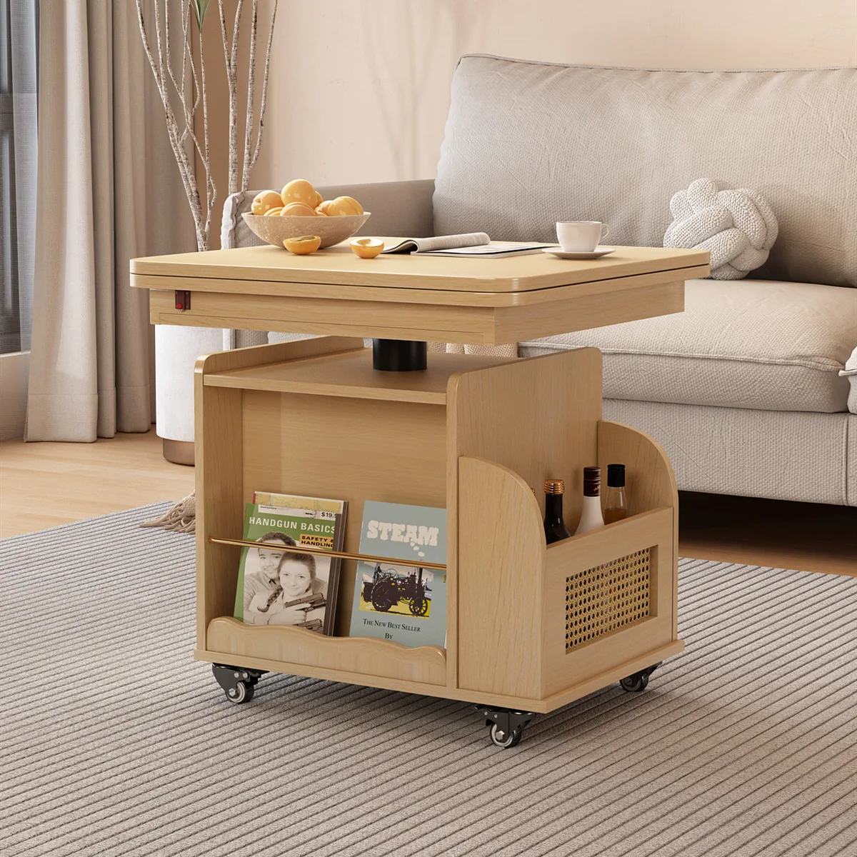 

Solid wood lifting coffee table household folding mobile tea table tea table small apartment living room multi-functional
