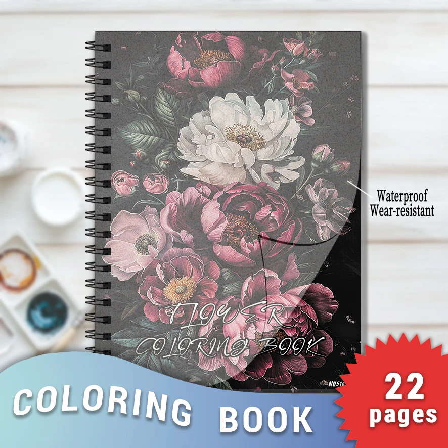 

Flowers and Plants Adult Coloring Book - 8.3x 11.2 Inch 22 Page Coloring Book - Helps Reduce Stress and Ease Emotions
