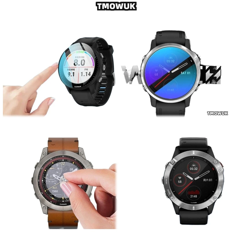 

For Garmin Fenix 6 6S 6X Pro Silver Tempered Glass Screen Protector Smart Watch HD Anti-Scratch 9H Hardness Ultra -Durable Glass