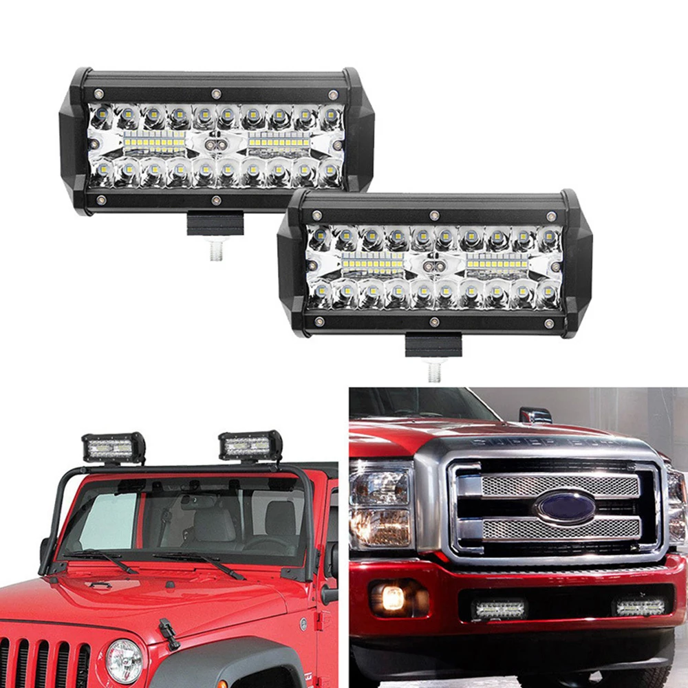 7 Inch 120W Combo Led Light Bars Spot Flood Beam 4x4 Spot 12V 24V LED Headlight For Auto Boats SUV ATV Light