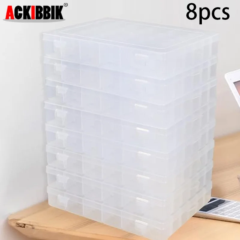 

Ackibbik 8pcs 36 Grids Bead Organizer Box Plastic Clear 3600 Organizer Bead Compartment Organizer Box Jewelry Earring Organizer