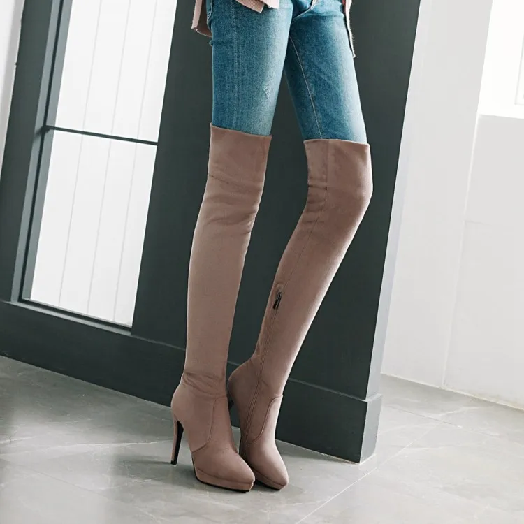 Oversize Large size Big size womens fashion boots Pointed toe Thin heel boots female women shoes Light Weight