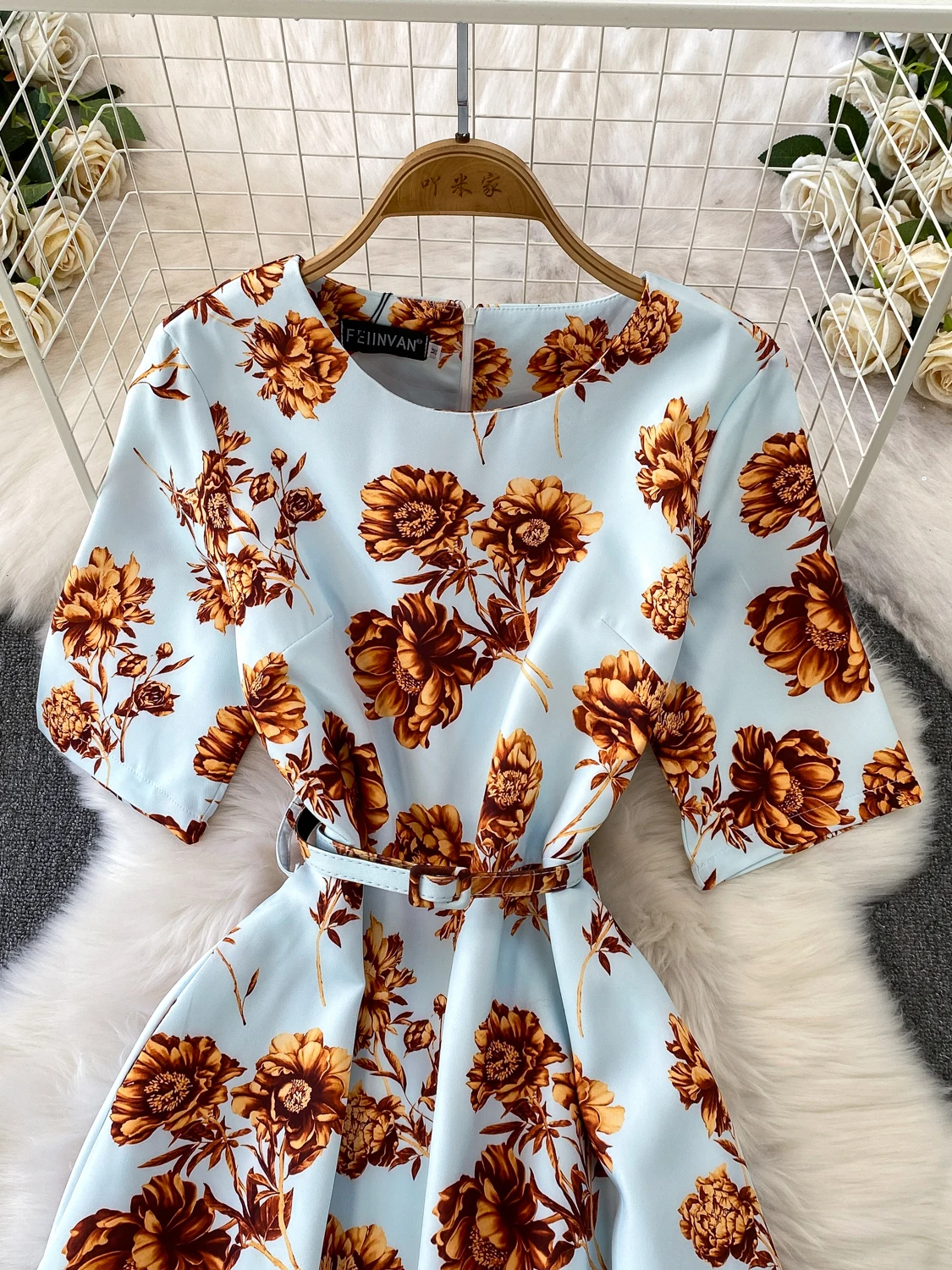 Ele Stampa floreale ort Sve Dr Gonna lunga dimagrante con cintura vintage a vita alta autunno inverno da donna Sle Abbigliamento casual