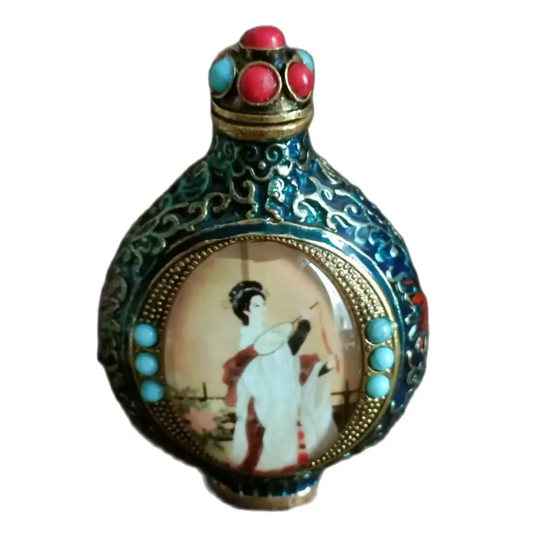 

vintage vintage antique Peking carved snuff bottles Figure Woman Painted snuffbox gifts snuffbox peking fine gift hobby collect