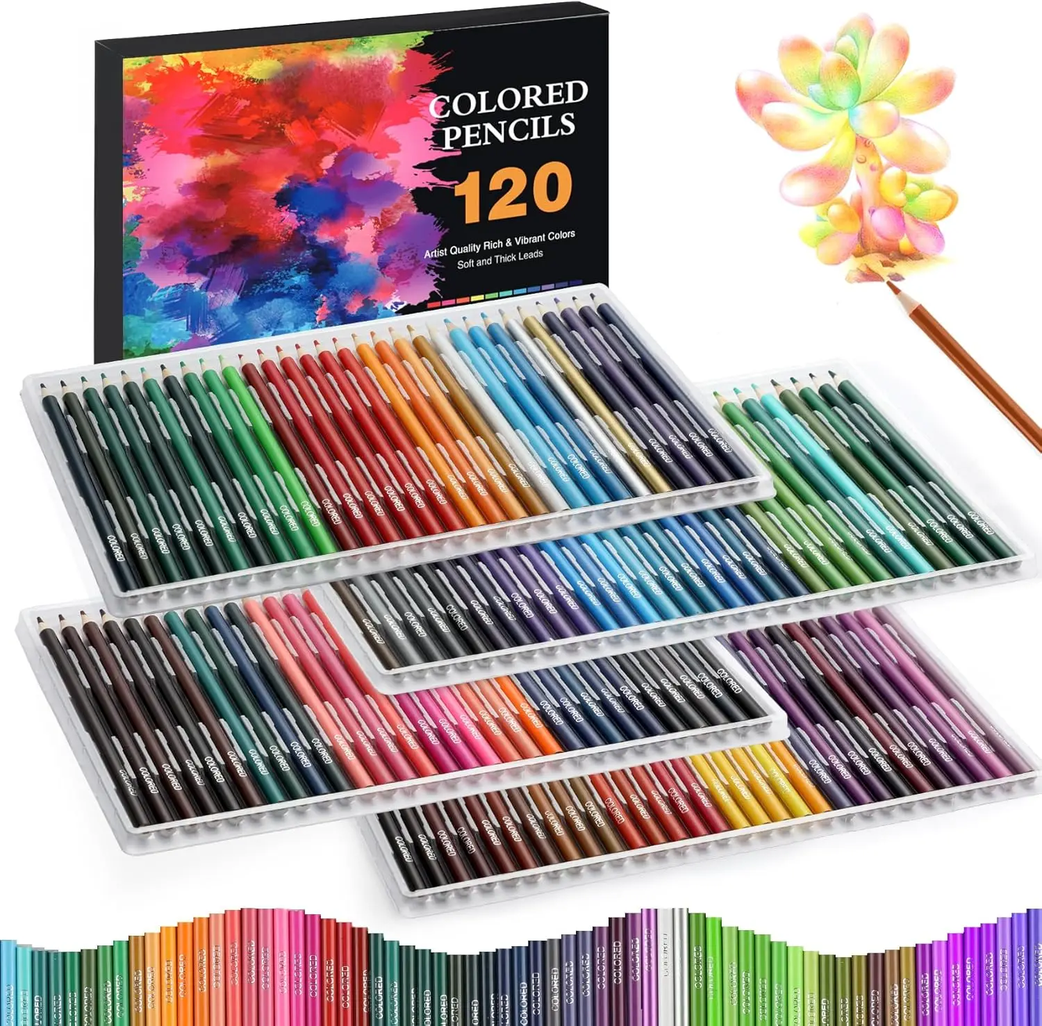 

120 Pack Soft Oil-Based Colored Pencils for Adult Coloring Books, Sketching Blending Layering Art Supplies