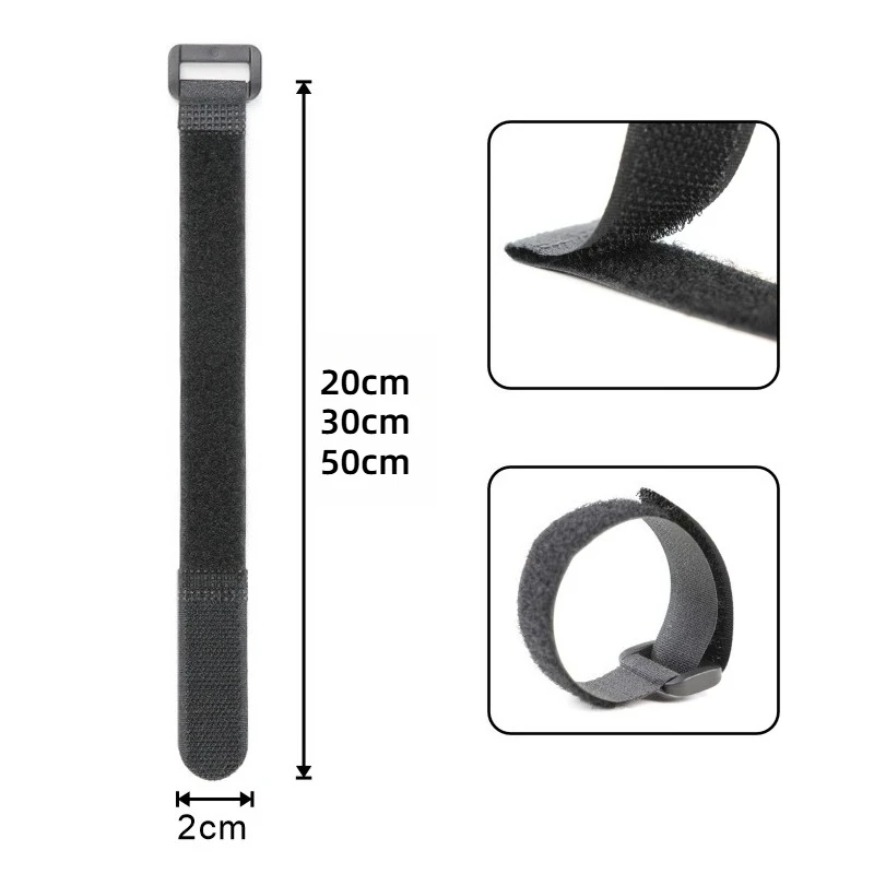 20pcs Self-adhesive Hook And Loop Nylon Cable Tie 2x20cm 2x30cm 2x50cm Down Straps Fastener Tape Reusable Fastening Cable Straps