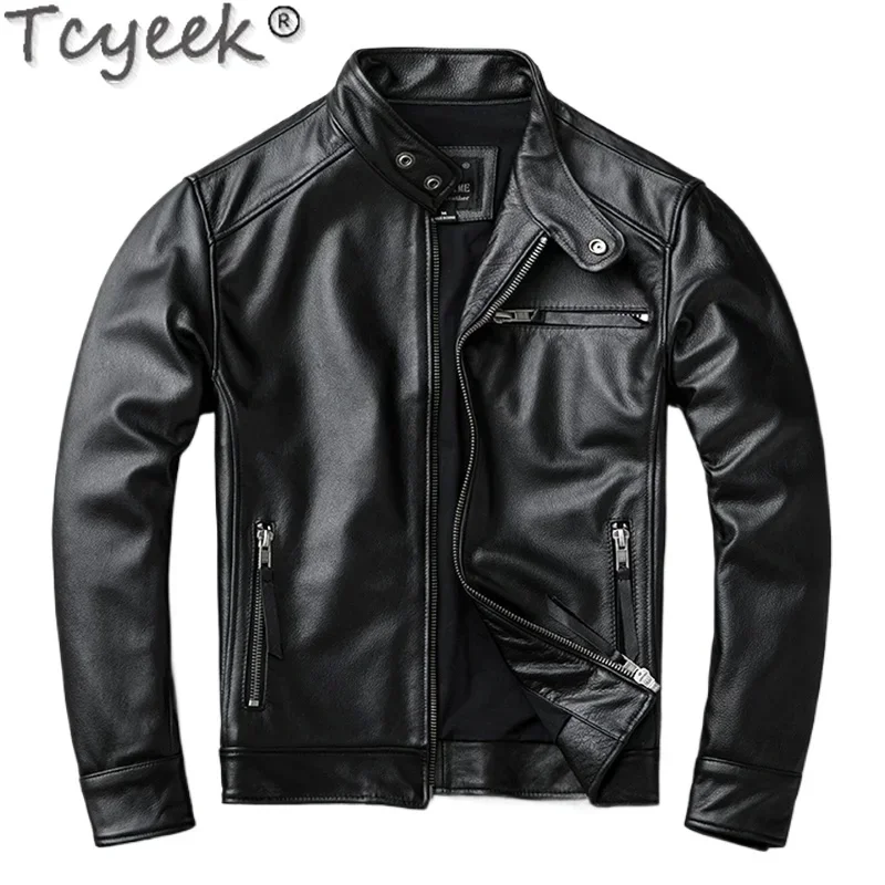 

Tcyeek Real Leather Jacket Men Autumn Winter Clothes Top Layer Cowhide Coat S-6XL Men's Motocycle Jackets 2024 Jaqueta Masculina