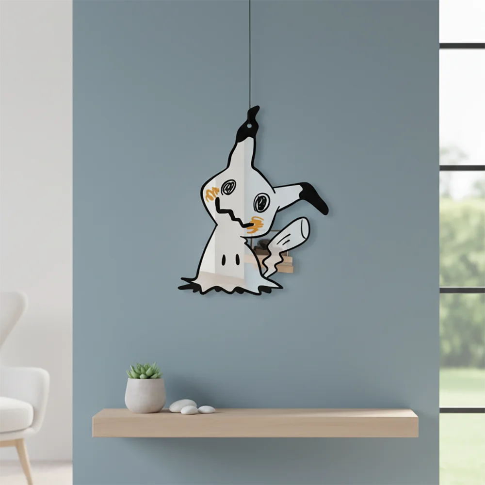 

Зеркало с изображением мультяшного покемона Мимикю, аниме-стиль, кавайный эстетичный декор для стен, милое зеркало для игровой комнаты, подарок для отаку, декор для дома, арт-объект