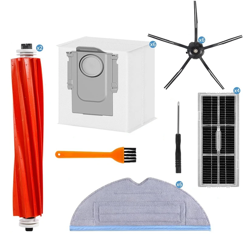 YCOC-For Roborock S7 Maxv Ultra S7 Pro Ultra جهاز آلي لتنظيف الأتربة فرشاة جانبية رئيسية فلتر Hepa ممسحة قماش أكياس الغبار الملحقات