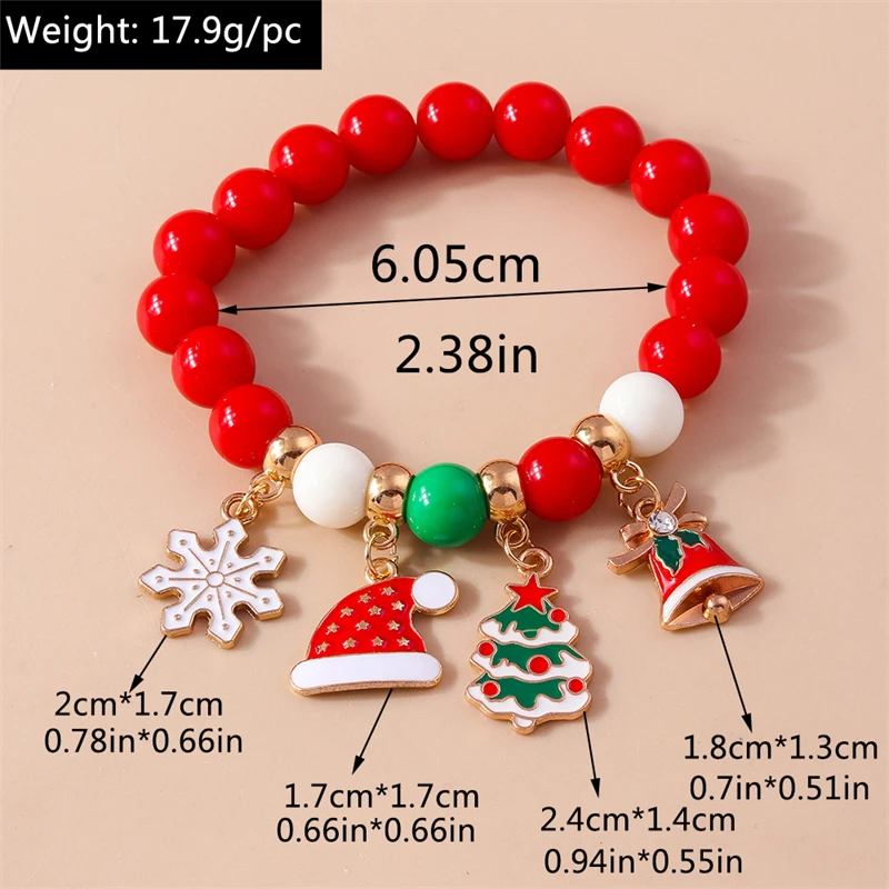 Modische handgefertigte Perlenarmbänder mit Weihnachts-Mond- und Hirsch-Anhängern, Festgeschenke für Frauen und Mädchen, Festivalschmuckgeschenke – Detail 4