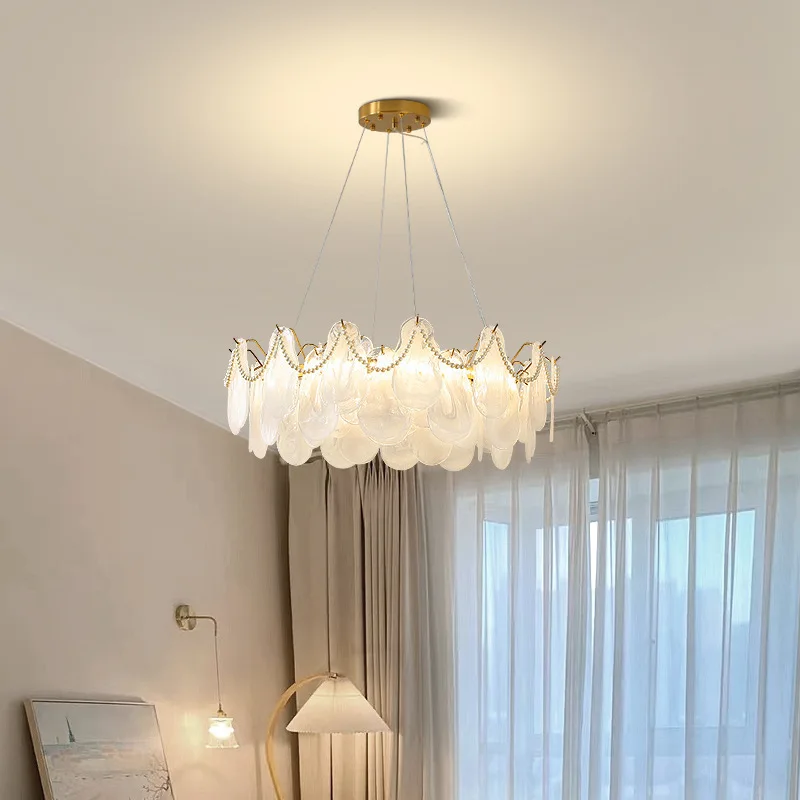 Modern Shell Chandelier French Cream Living Room Light Luxury Main Lamp Minimalist Dining Bedroom Popular Lighting Fixture