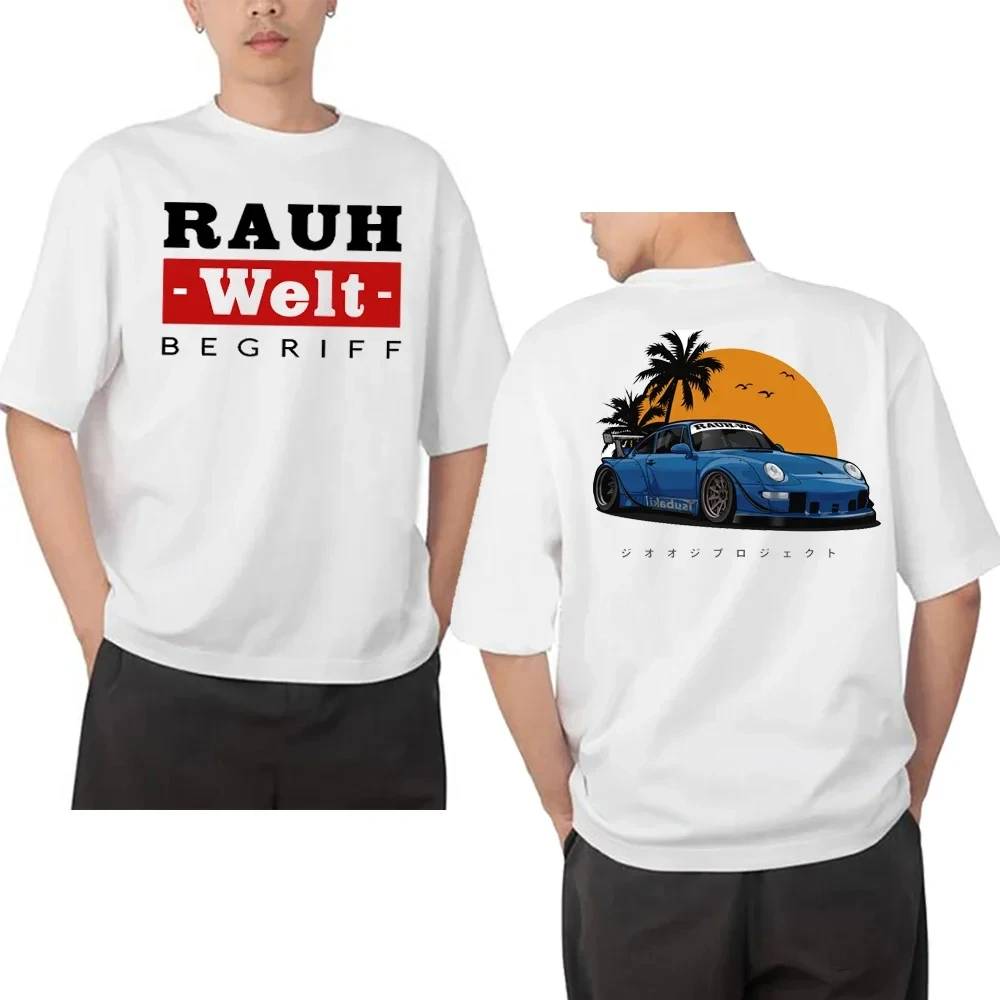 Retro Turbo RWB 993 T-shirt Men Short Sleeve Hip Hop Street Oversized Boy Casual Tops Harajuku Drive Sport Car Fashion White Tee