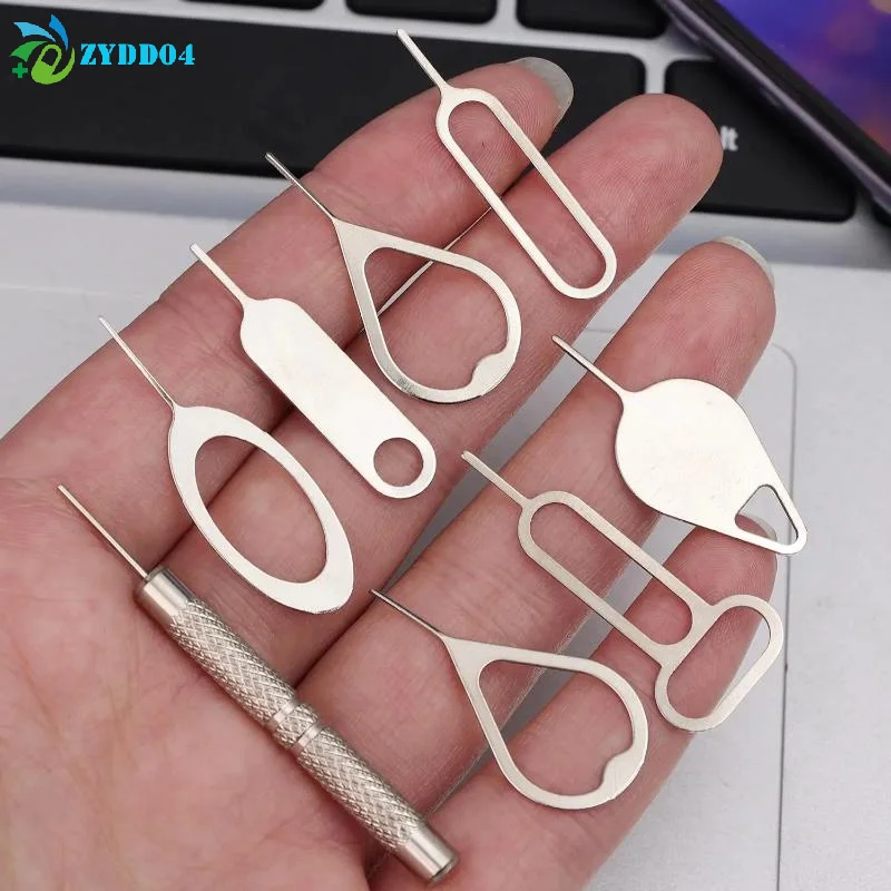 ●16Pcs/set Sim Card Eject Pin Needle Universal Mobile Phone Steel Ejector Pin SIM Card Tray Opener Keyring For