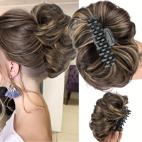Claw Clip On Messy Hair Bun Hairpieces Synthetic Wavy Hair Bun Donut Updo Chignon Hair Piece Hair Extensions for Women Girls