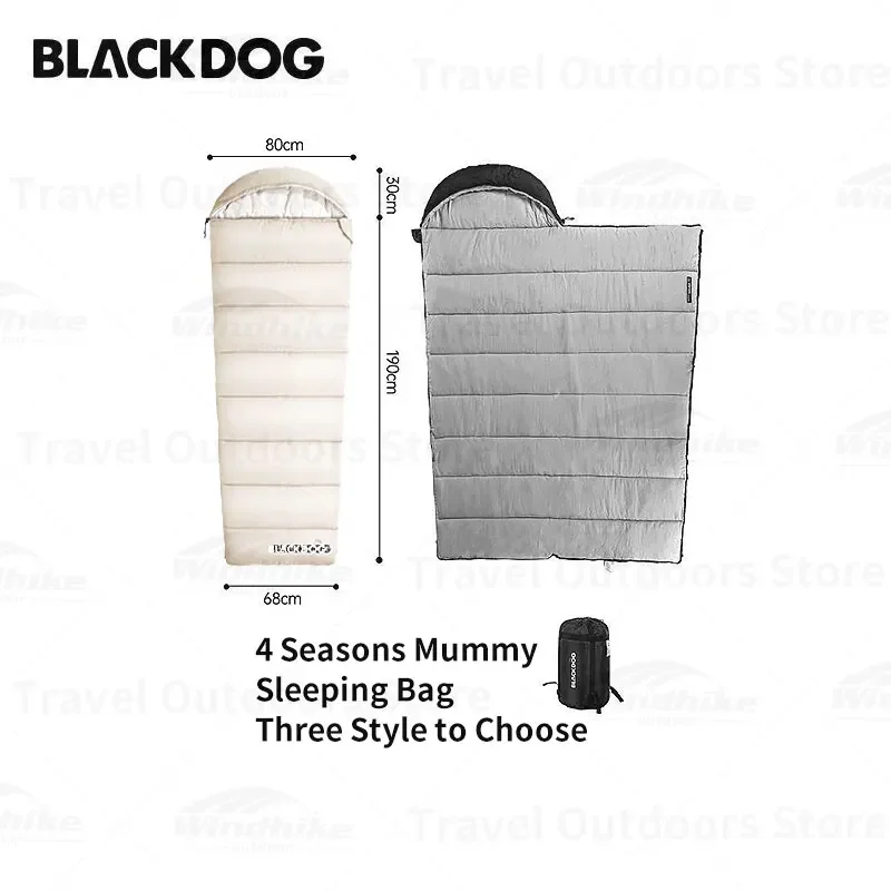 Naturehike BLACKDOG Cotton Down Sleeping Bag Ultralight 4 Seasons Sleeping Bag With Hat Camping Tent Splicing Mummy Warm -7~8℃