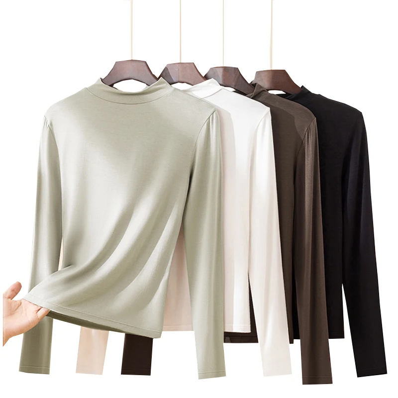 

1 шт. однотонная футболка женские эластичные базовые футболки женские повседневные утягивающие топы с длинным рукавом сексуальная футболка женское комфортное теплое нижнее белье