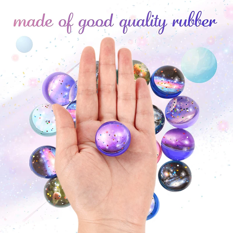 10/20Pcs 32mm Space Theme Glitter Bouncy Ball Toys Kids Birthday Party Favors Classroom Prizes Goodie Filler Pinata Guest Gift