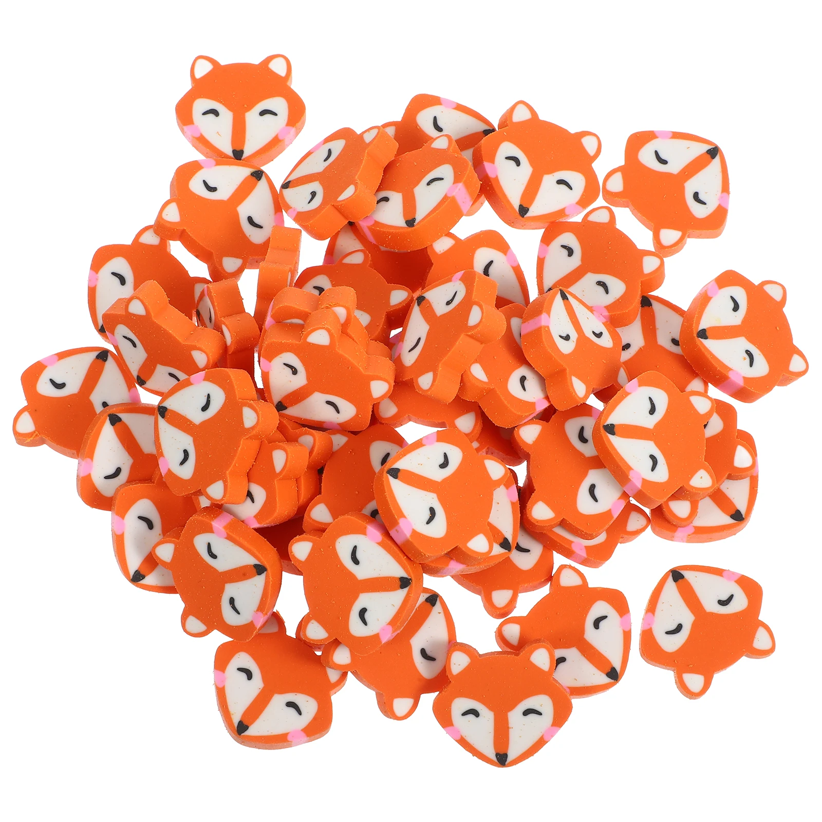 

50pcs Little Fox Eraser Cute Animal Shaving Tpr Material Safe Light Wear Resistance Practical School Students Holiday Stationery