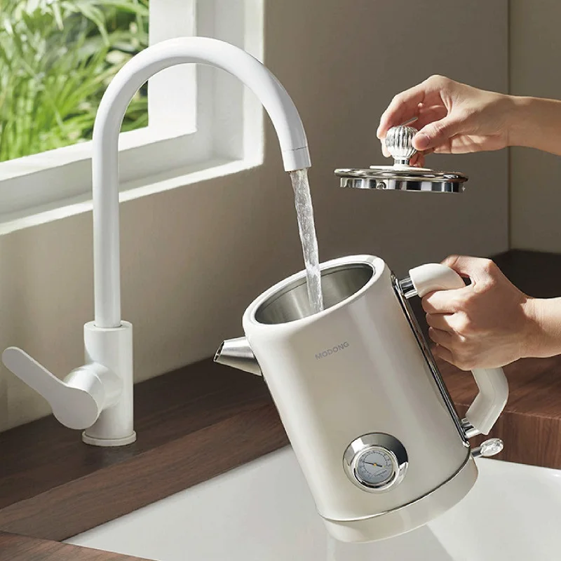 

Электрический чайник в стиле ретро, 1,8 л, нержавеющая сталь 304, водонагреватель с быстрым нагревом и термометром, домашняя кастрюля для кипячения воды, 1500 Вт