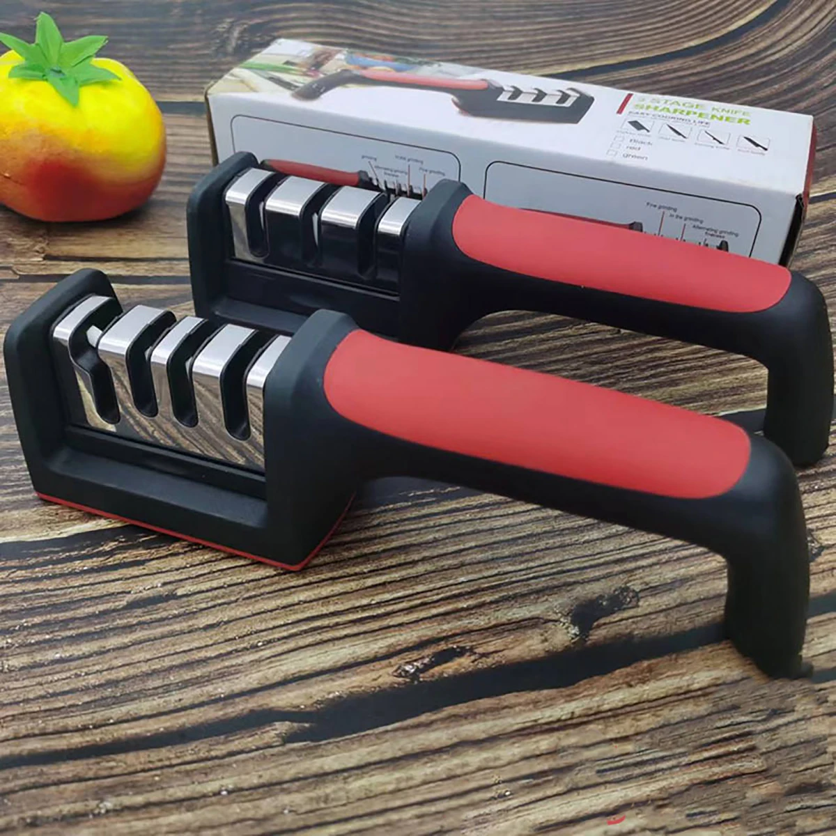Professional Knife Sharpener Knives Messer Handheld Multi-function 3/4 Stages Type Quick Sharpening Tool With Non-slip Base