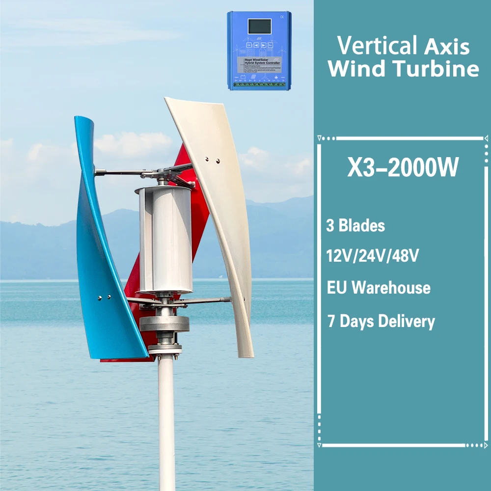 Wind Turbine Generator 2000w 5000W 12V 24V Off Grid MPPT/Charge Controller Windmill RV Yacht Farm Small Wind Generator Home Use