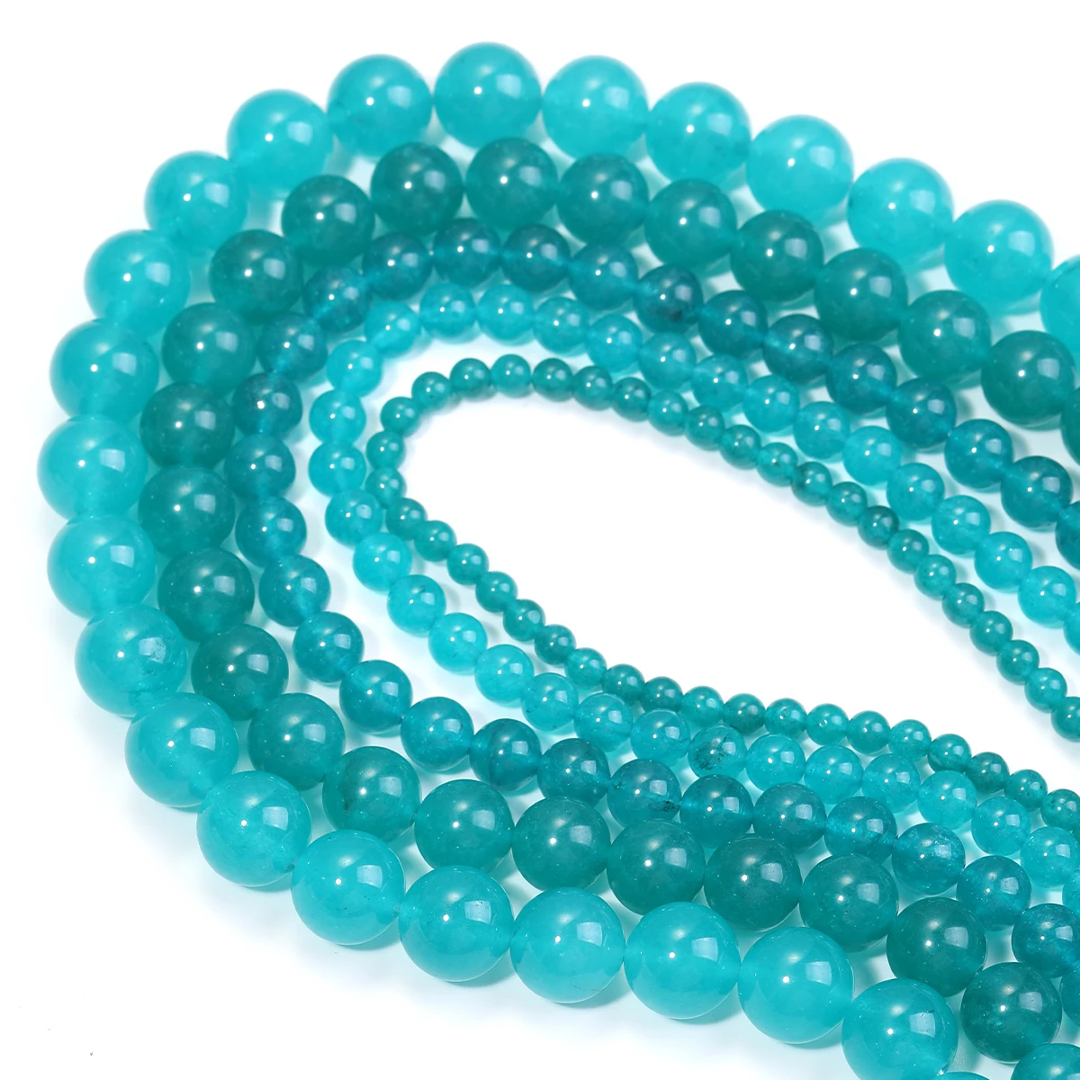 السلس امازونيتي العقيق الأزرق جولة فضفاض الخرز DIY سحر سوار قلادة لصنع المجوهرات بالجملة 1 الشريط
