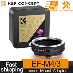 K&F Concept EF-M43 Lens Mount Adapter for Canon EOS EF Mount Lens to M4/3 M43 Camera for Micro 4/3 M43 MFT System Olympus Camera