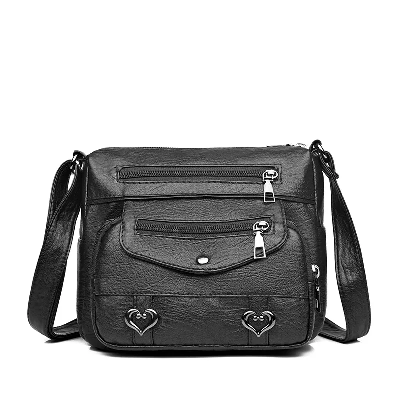 

PU women's crossbody bag with soft leather texture, multiple pockets, large capacity, suitable for mobile phones and coins