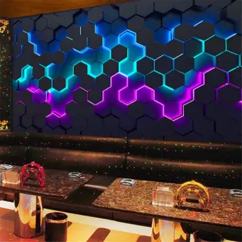 Vlastní nástěnná malba 3D pozadí geometrický obrázek hrbolatá tapeta holičství kancelář recepce tapeta pro vylepšení domácnosti 8 nejlepší prodej Tapeta s akcemi - №3