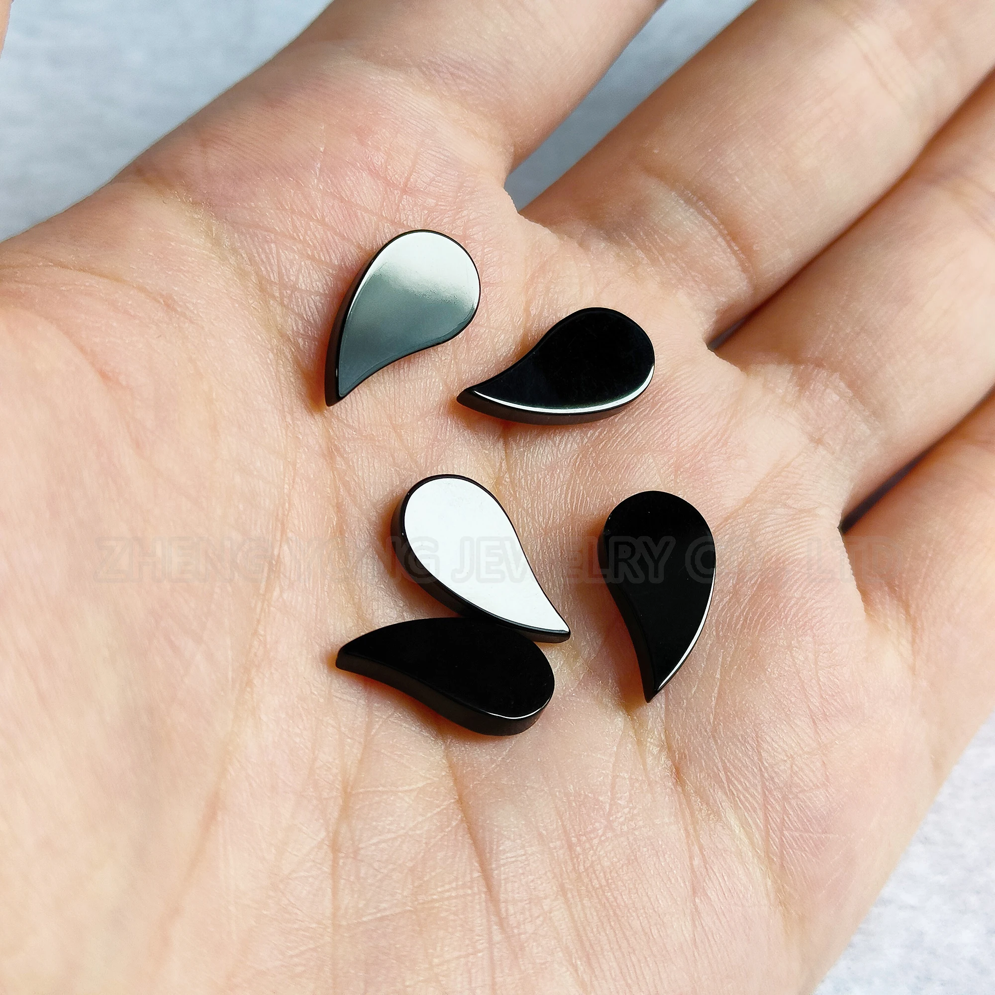 Tear Drop Beads for Jewelry Making 8x15mm Black Onyx Beads Comma Shaped Flat Double Side No Hole