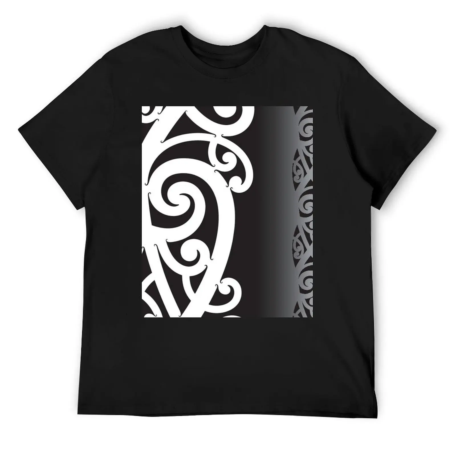 Black and White Layered Māori Koru Design T-Shirt anime clothes designer shirts cute tops fruit of the loom mens t shirts