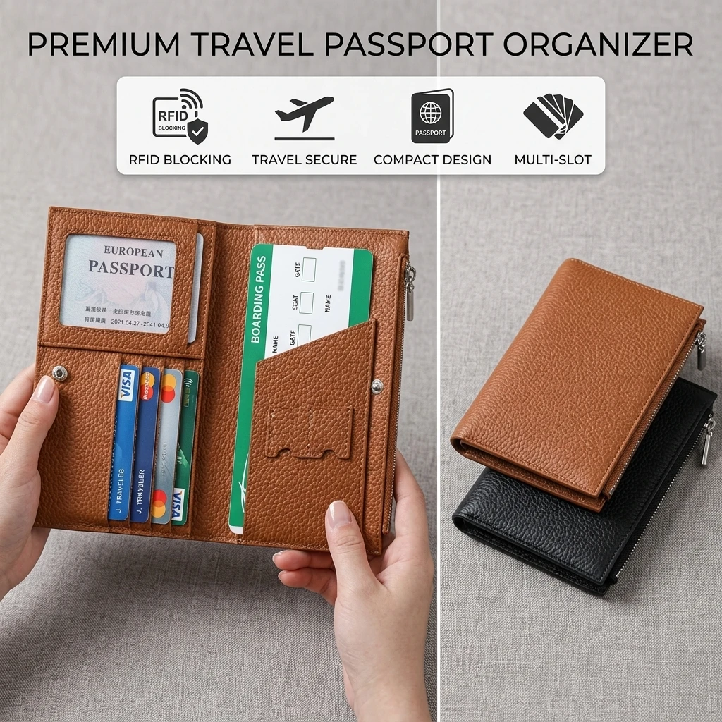

Держатель для паспорта с защитой от RFID, дорожный кошелек из искусственной кожи для мужчин и женщин, органайзер для документов, чехол для SIM-карт, обложка для кредитных карт, кошелек