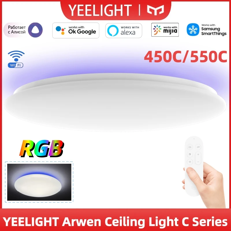 Yeelight Arwen Ceiling Light 450C/550C RGB Backlight WiFi Connection 6500K Voice Assistant Compatible App Mi Home Google Alexa
