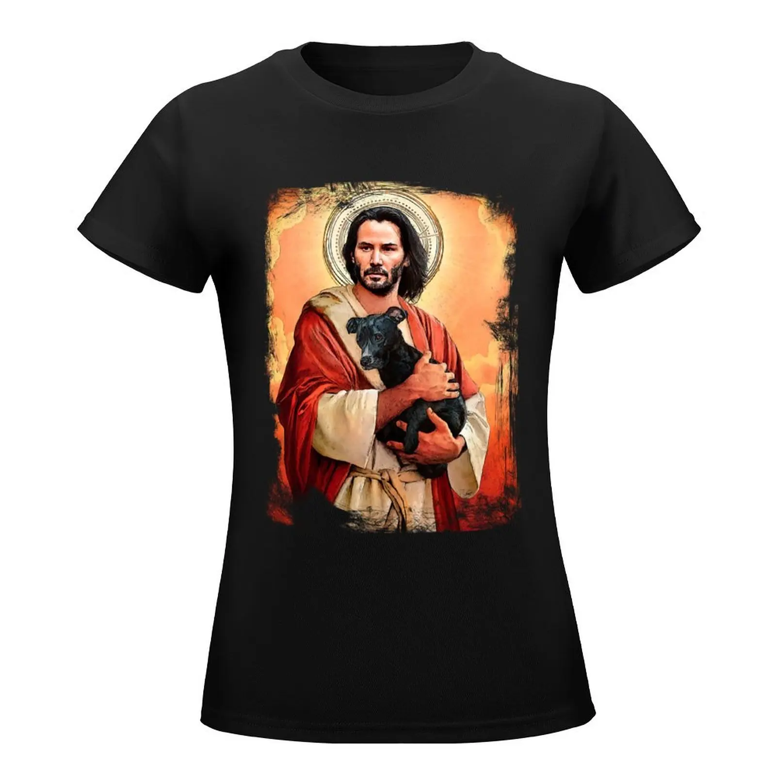 Jesus John Wick Parody Saint T-Shirt korean fashion animal print Blouse kawaii clothes Women clothing