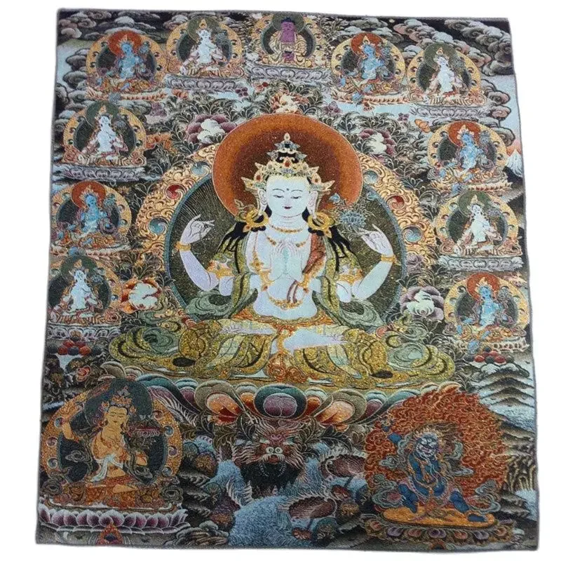 Tibet Nepal Tara Buddha Kuan Statue Guan Yin Thangka Peace Wealth