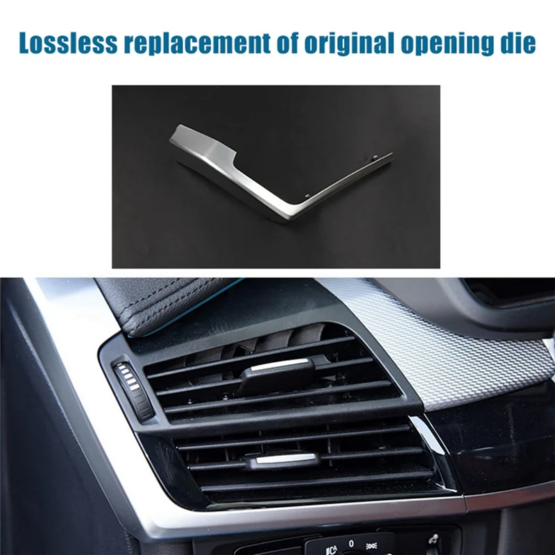 

VC-Innovative-For BMW X5 X6 F15 F16 Front Left Air Conditioning Air Vents Silver Decorative Frame Car Accessories