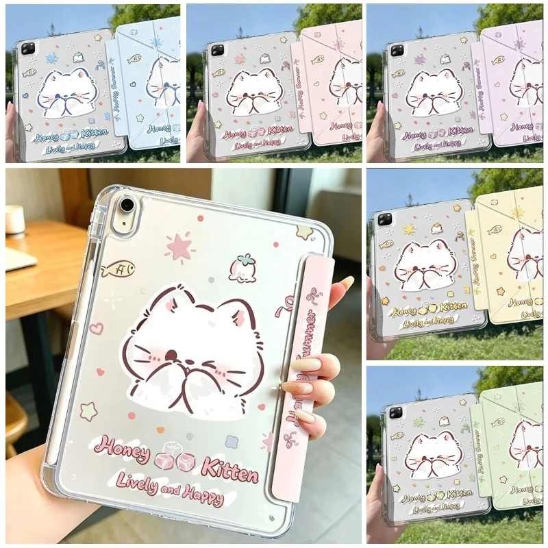 Cat Smart Cover with Pencil Holder for Redmi Pad SE 11 Pro 12.1  Xiaomi Pad 7/7Pro 8/8Pro 11.2 Xiaomi Pad 5/5Pro 6/6Pro 11 Inch