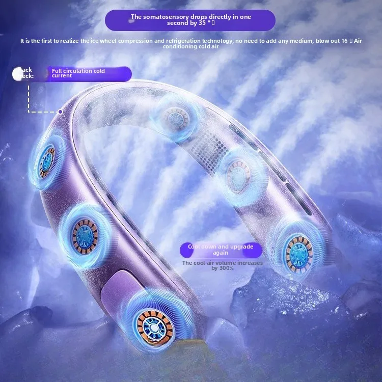 مكيف هواء صغير جديد بمروحة تبريد معلقة على الرقبة لعام 2025، محمول، شحن USB صغير مع عمر بطارية طويل