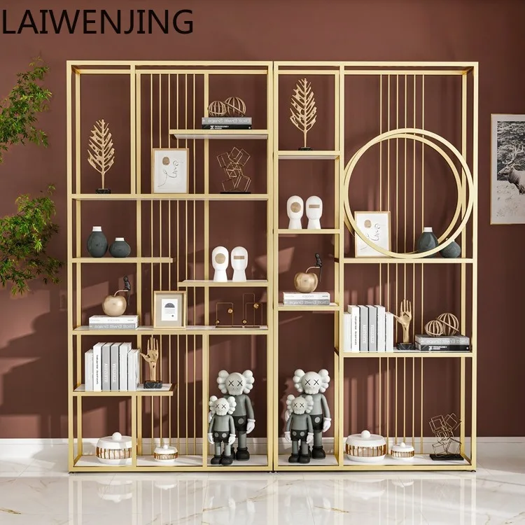 

MJY Nordic bookshelf screen partition wrought iron shelf living room floor-to-ceiling bogu shelf