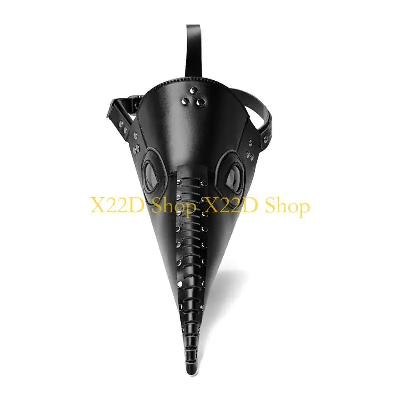 X22D PU Leather Plague Doctor Mask for Halloween Steampunk Bird Masks Long Nose Costume Props Cosplay Masquerade Party