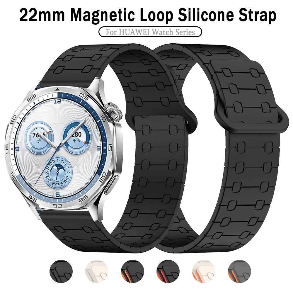 HUAWEI WATCH 4 Pro 5 4 GT5 Pro GT5 4 Runner Ultimate対応 22mm マグネット式ループシリコンリストバンド 交換用ブレスレット スポーツストラップ
