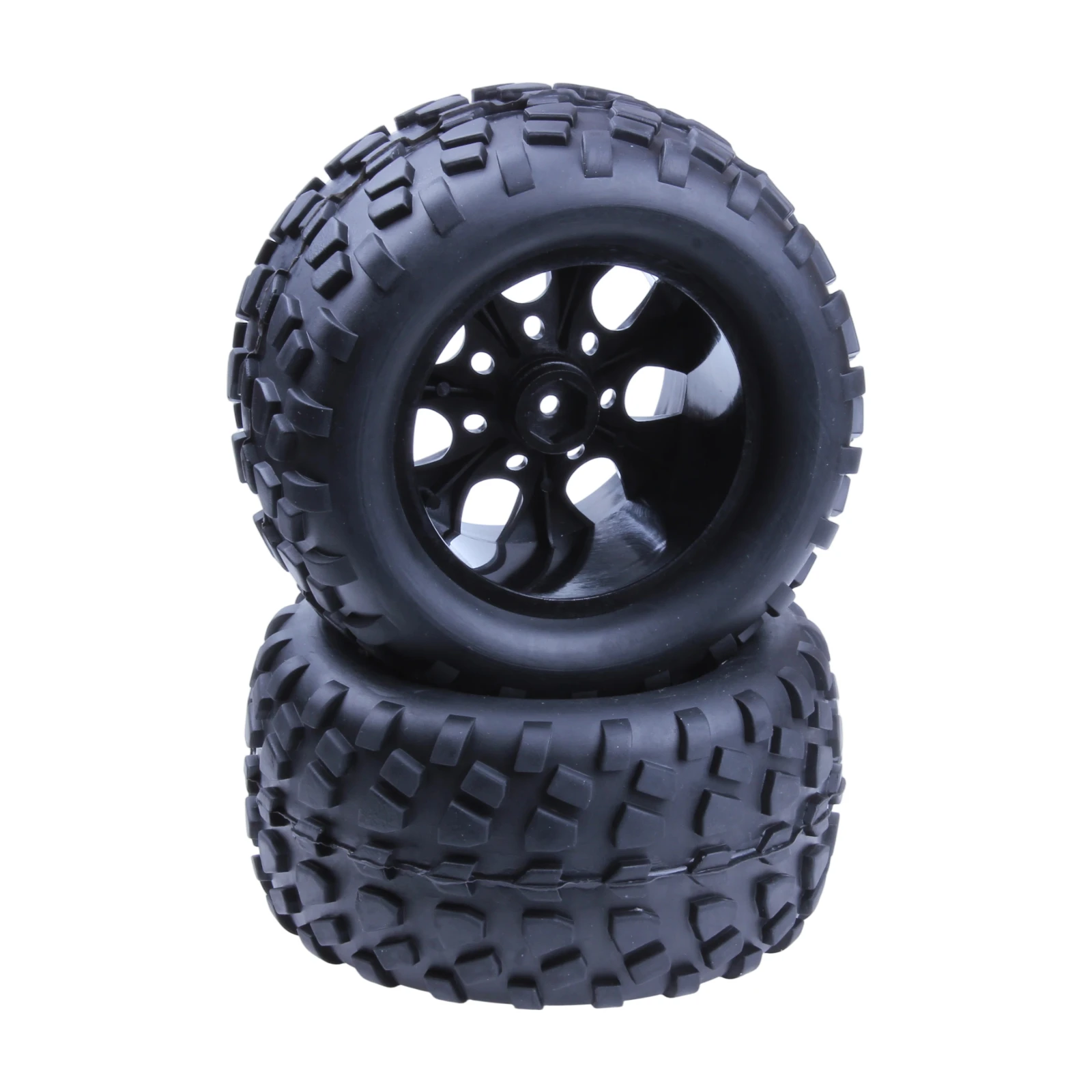 HobbyPark 125mm 1/10 RC Monster Truck Tires & Wheel Rims 12mm Hex w/ Nylon 4mm Lock Nuts for Traxxas Himoto HSP HPI Redcat 4pcs