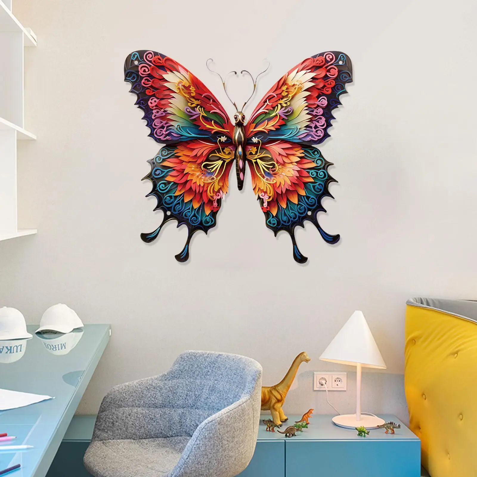 Iron Butterfly Wall Art Crafts Modern Party Props Accent Hanging Decoration for Farmhouse Patio