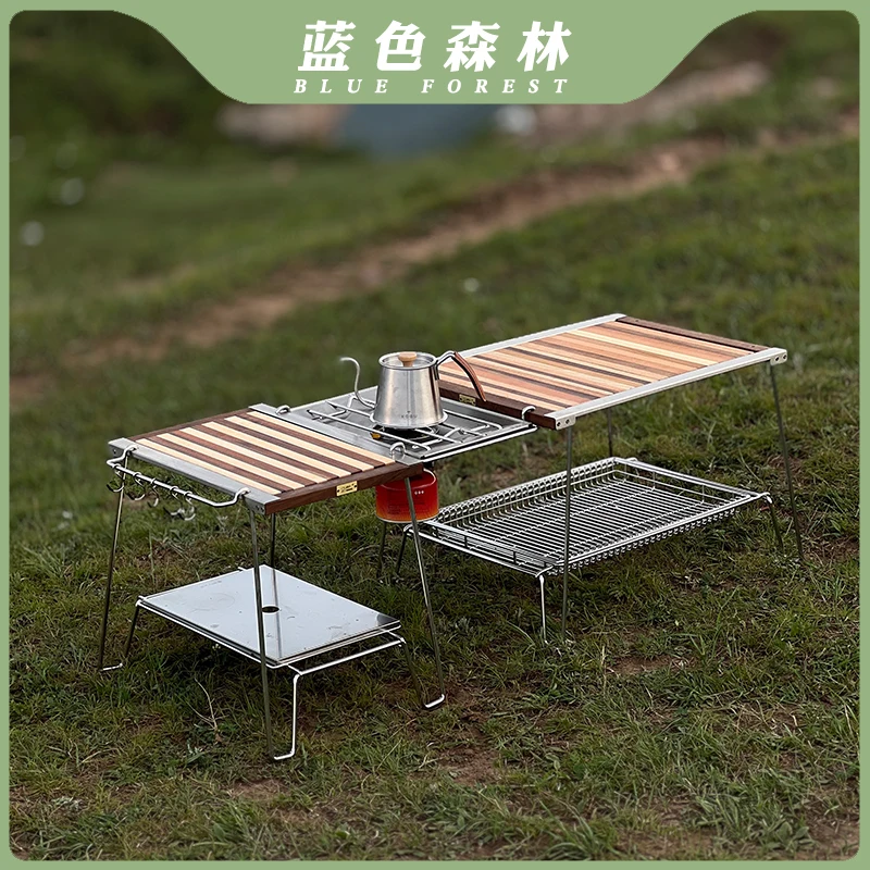 Blue Forest Two-Unit Igt Double-Layer Table Lightweight Foldable Outdoor Camping Tactical Table Igt System Kitchen Picnic Table Combination Table
