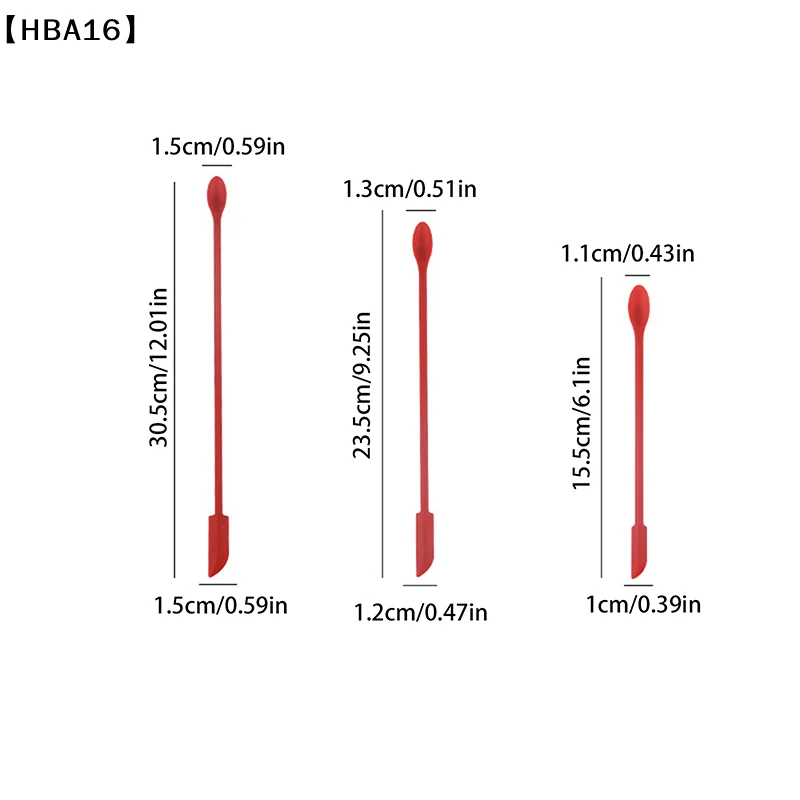 〔HBA16〕Zestaw 3 sztuk mini szpatułek silikonowych do butelek kosmetycznych, dwustronne szpatułki do pieczenia, dwufunkcyjne szpatułki do dżemu, głębokie szpatułki do butelek, zestaw łyżek